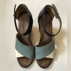 Hand Made in Italy stacked leather wedges by Billy Reid